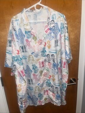 Bionic Woman Retro Style Fembots Themed Button Collared Shirt 3X